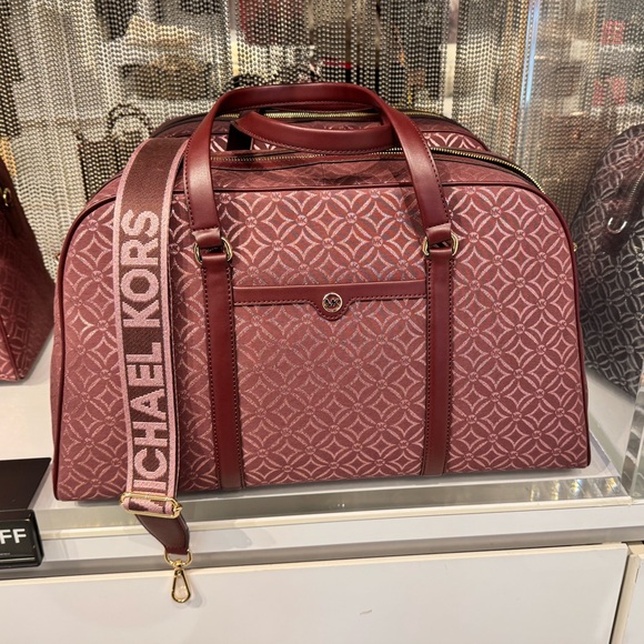 Michael Kors Jet Set Travel Extra-Large Metallic Logo Jacquard Weekender Bag - Picture 5 of 5